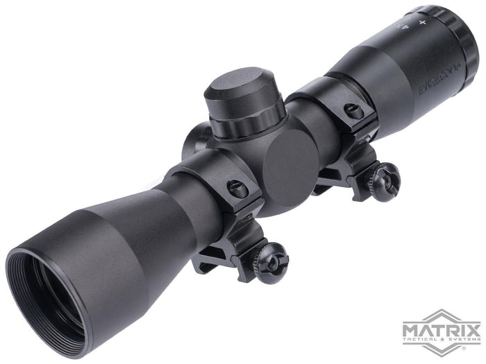 Matrix 4X32 Compact Mil-Dot Scope w/ Ranger Finder Recticle & Steel Ring Mount Set