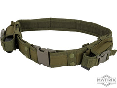 Matrix Ballistic Nylon Tactical Pistol Belt (Color: OD Green w/ Mag Pouches) image 0