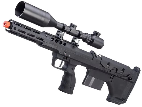Desert Tech SRS-A2 16" Covert Pull Bolt Action Bullpup Sniper Rifle by Silverback Airsoft (Color: Black / Right-Handed)