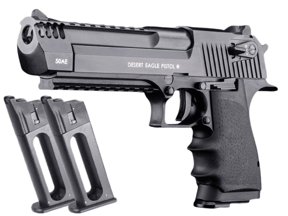 Cybergun Magnum Research Licensed Desert Eagle L6 Semi Auto CO2 Gas Blowback Airsoft Pistol by KWC (Color: Black / Reload Package)