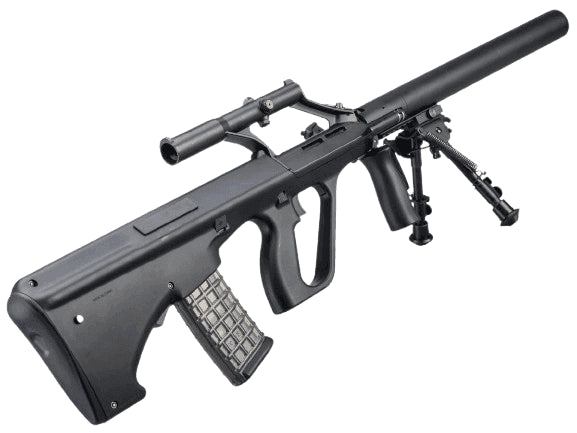 Snow Wolf AUG "Phantom" Bullpup Airsoft AEG Rifle w/ Integrated Scope and Suppressor (Color: Black)