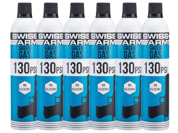 Swiss Arms Green Gas Bottle (Model: Non-Lubricated / 600ml / 130 PSI / Pack of 6) image 0