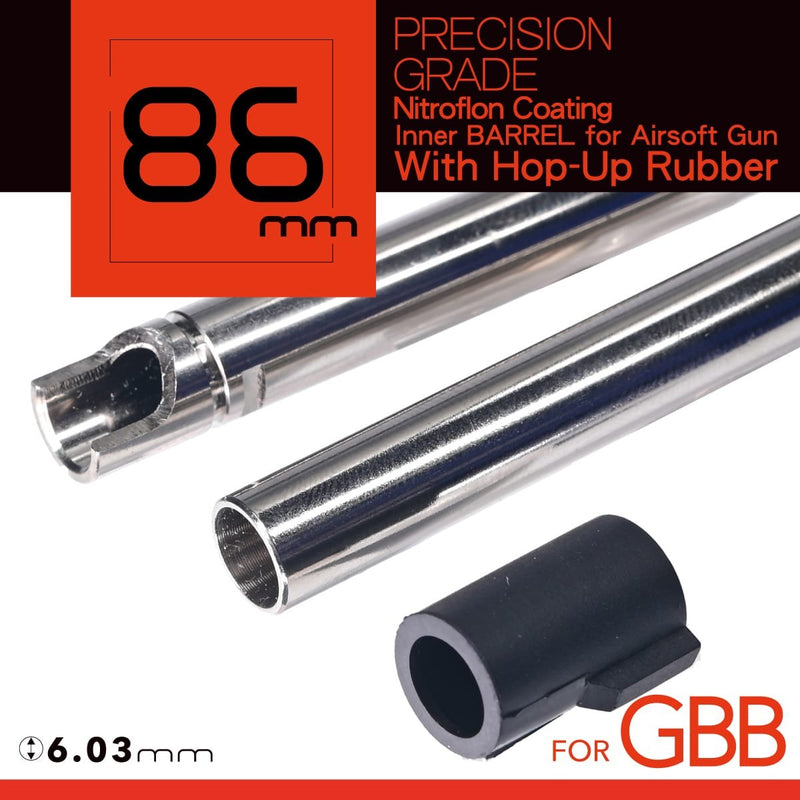 Unicorn Airsoft 6.03 NITROFLON Coated Brass Inner Barrel for Tokyo Marui GBB Airsoft Guns (Length: 86mm) image 0