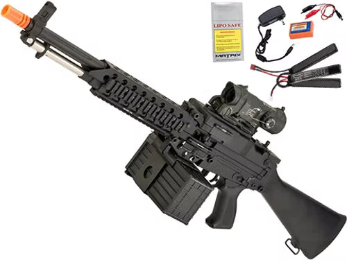 G&P Navy M63A1 Airsoft SAW Machine Gun AEG w/ Box Magazine (Model: Ver2 / Add Battery + Charger)