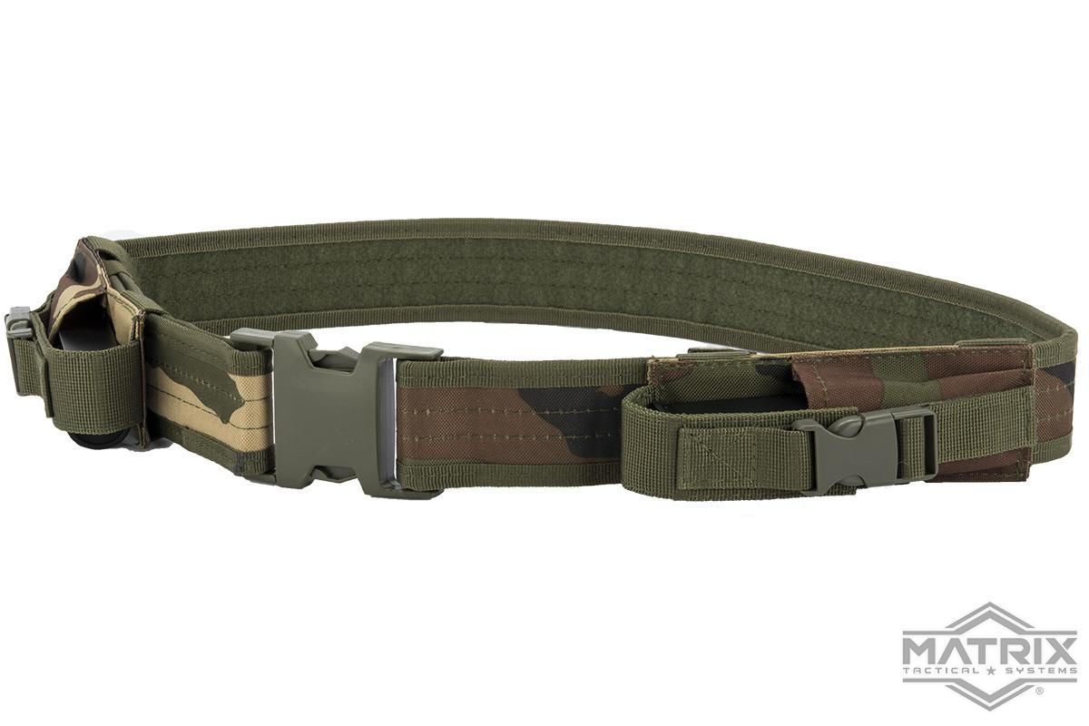 Matrix Ballistic Nylon Tactical Pistol Belt (Color: Woodland w/ Mag Pouches)