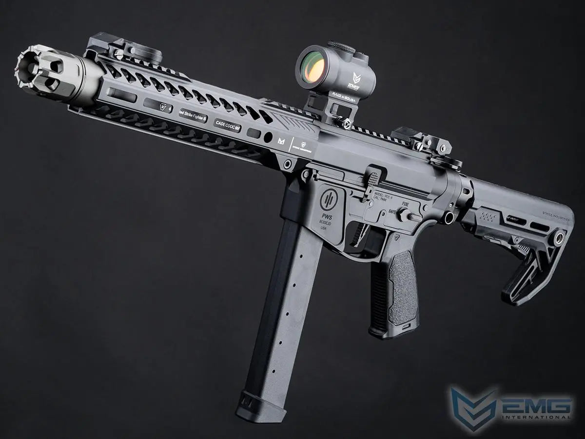 EMG Strike Industries x PWS Licensed 9mm Pistol Caliber Carbine AEG w/ GATE Aster MOSFET (Model: 10" CQB Rail / M4 Stock / 400 FPS / Gun Only)