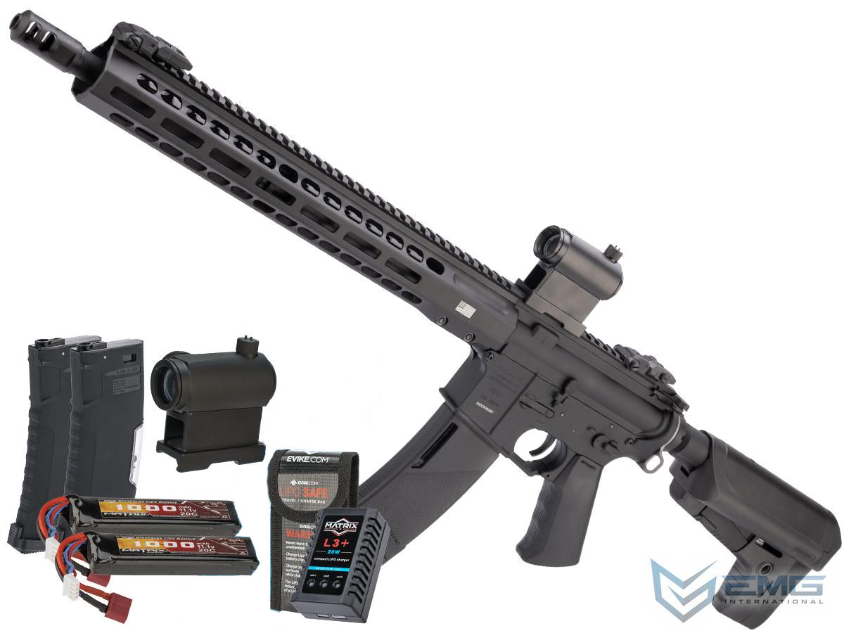 EMG X Krytac BARRETT REC7 DI AR15 AEG Training Rifle (Color: Black / Carbine / Go Airsoft Package)