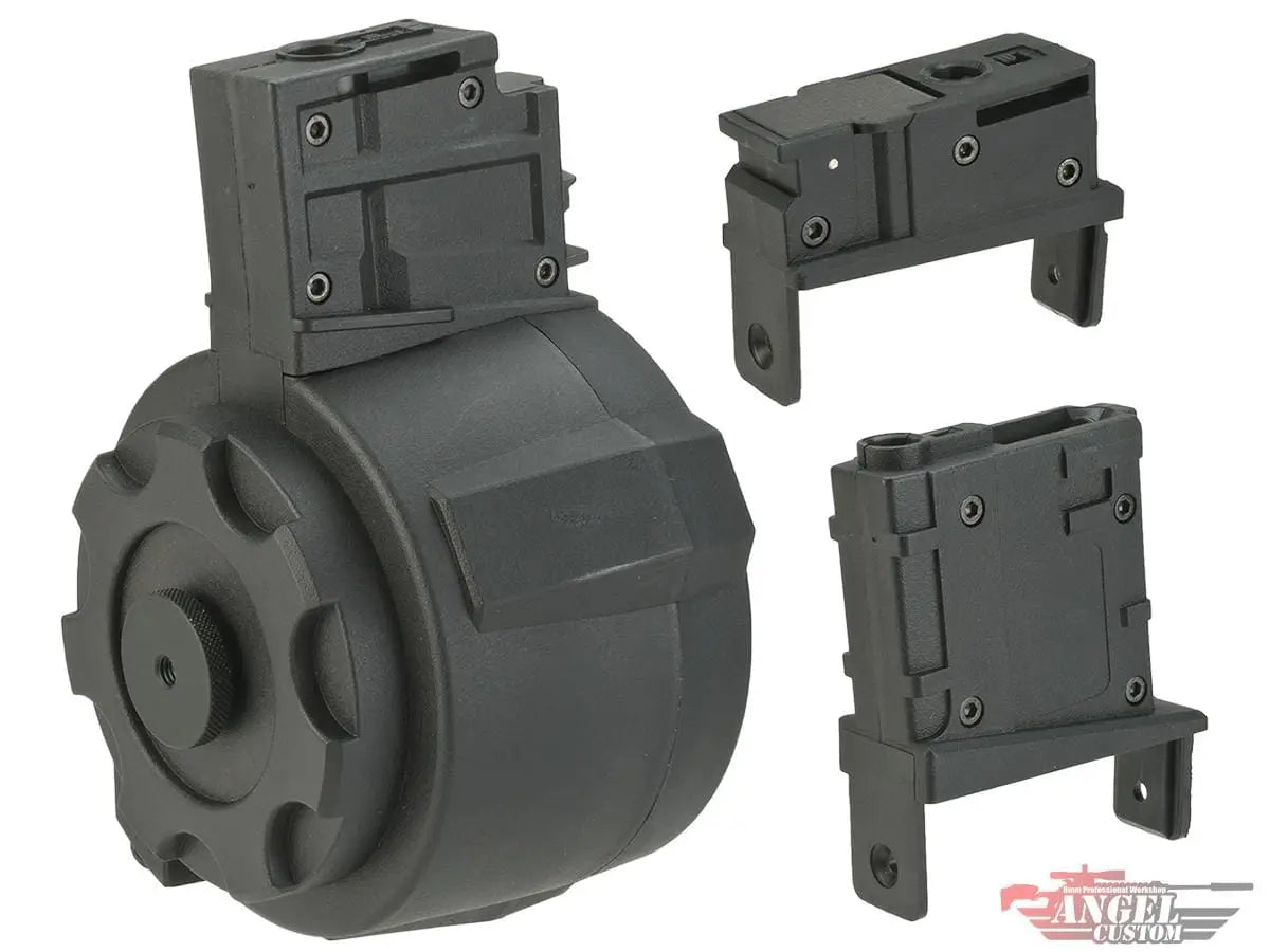 Angel Custom 1500 Round Firestorm Airsoft AEG Drum Flashmag (Model: Bundle Set / Black)