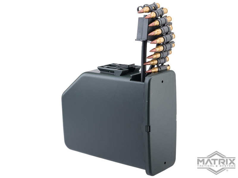 Matrix Battle Axe 6000 Round Auto Winding & Sound Control Electric Drum Magazine for M249 Airsoft AEG SAW Rifles (Color: OD Green) image 0