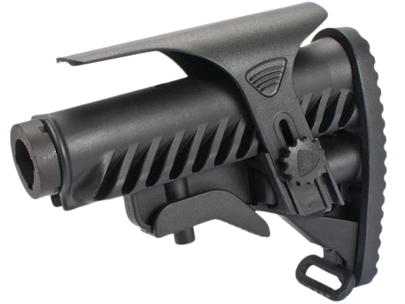 APS Shark Style Airsoft M4 Retractable Stock w/ Stock Tube and Cheek Riser - Black