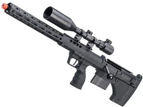 Desert Tech SRS-A2 22" Covert Pull Bolt Action Bullpup Sniper Rifle by Silverback Airsoft (Color: Black / Right-Handed)