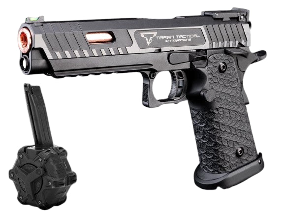 EMG TTI Licensed JW3 2011 Combat Master Airsoft Training Pistol (Model: Green Gas / Add Drum Magazine)