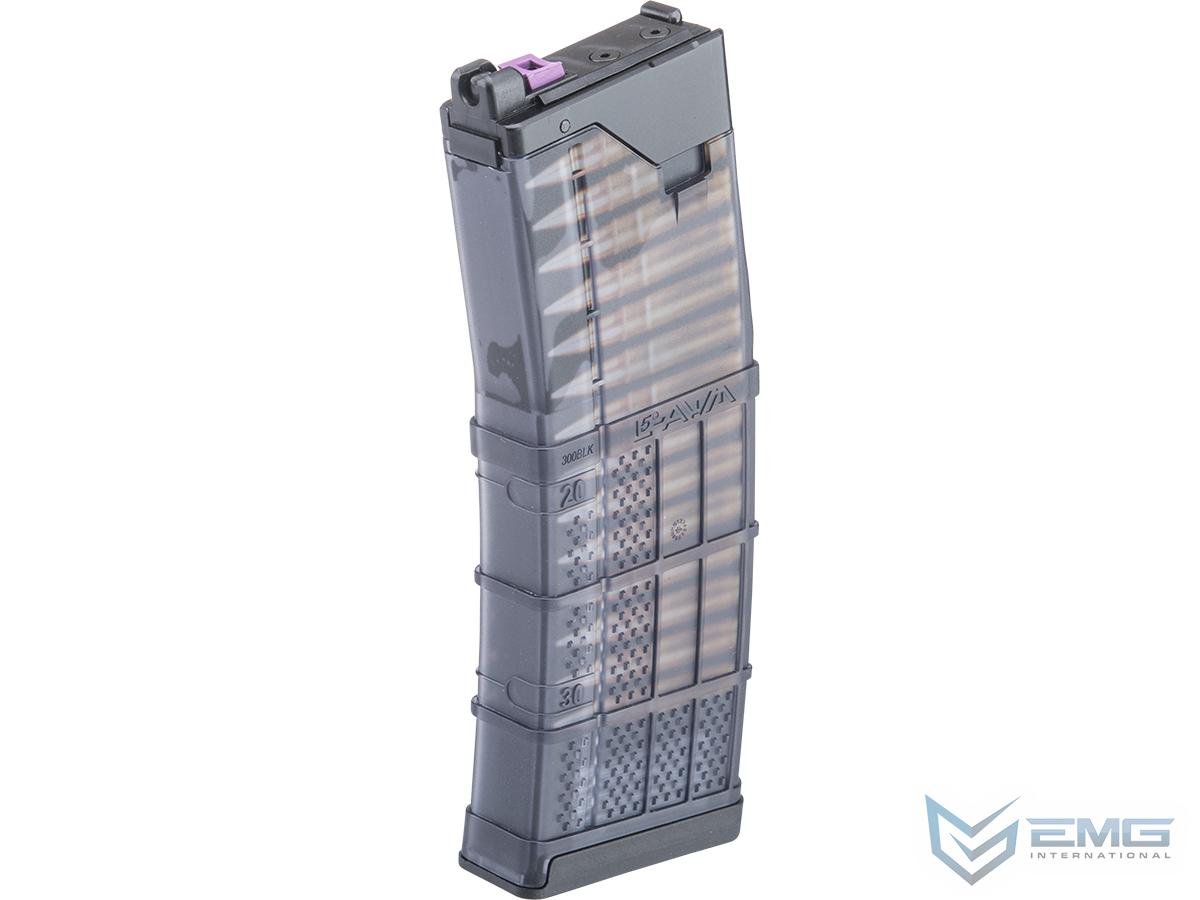 EMG Lancer Systems Licensed L5AWM 30 Round Magazine for CGS & MWS Gas Blowback Airsoft Rifles (Color: Translucent Smoke / 300 BLK) image 0