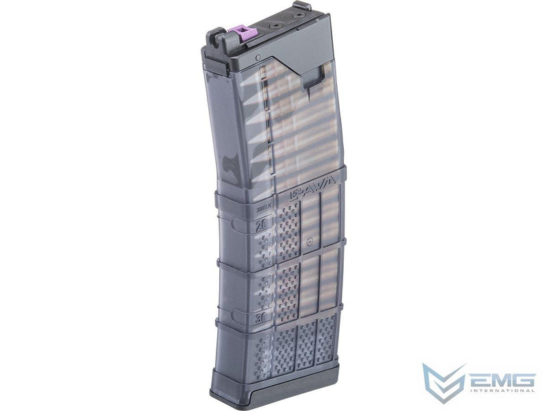 EMG Lancer Systems Licensed L5AWM 30 Round Magazine for CGS & MWS Gas Blowback Airsoft Rifles (Color: Translucent Smoke / 300 BLK) image 0