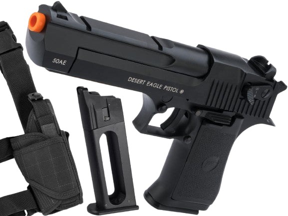 Cybergun Magnum Research Licensed Select Fire Desert Eagle CO2 Gas Blowback Airsoft Pistol by KWC (Color: Black / Add Magazine + Holster)