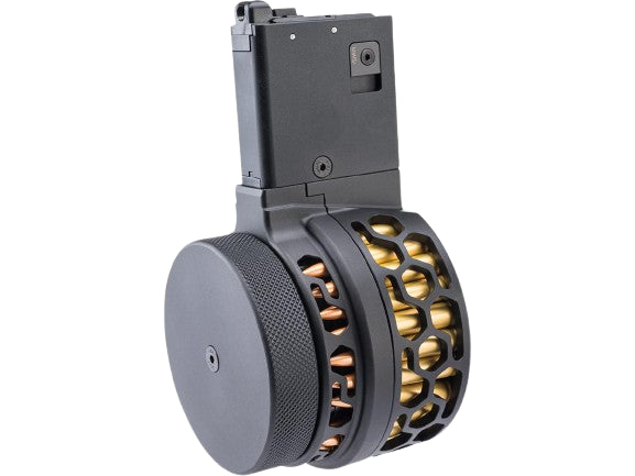DYTAC X-Mag 100 Round CNC Drum Magazine for M4 Gas Blowback Airsoft Rifles (Model: MWS / Black)