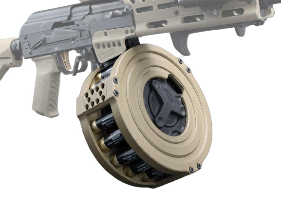 ITP Airsoft Drum Magazine Kit for Tokyo Marui Saiga 12K Gas Blowback Shotgun (Color: FDE