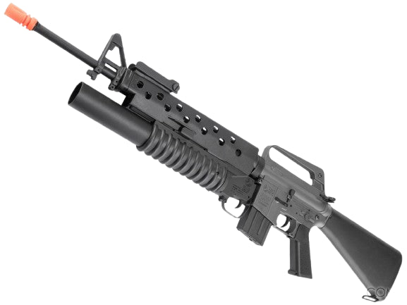 Cybergun Colt Licensed M16A1 Airsoft AEG Rifle by E&C w/ M203 40mm Airsoft Grenade Launcher & E-Shooter MOSFET
