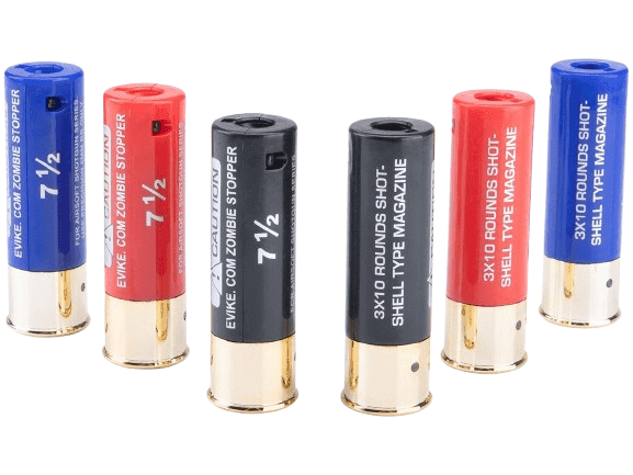 Zombie Stopper 30 Round Shells for Multi & Single-Shot Airsoft Shotguns (Color: Red, Blue, Black / 6 Pack) image 0