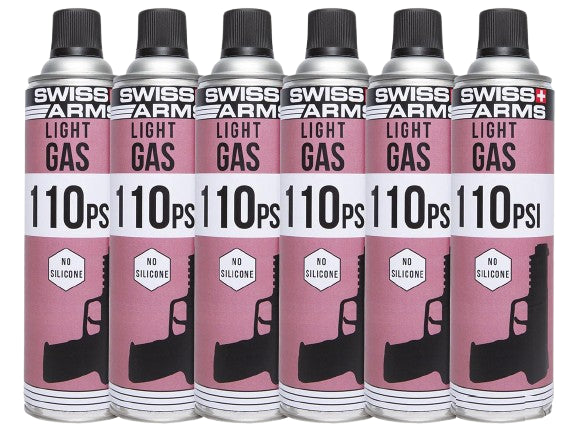 Swiss Arms Green Gas Bottle (Model: Non-Lubricated / 600ml / 110 PSI / Pack of 6)