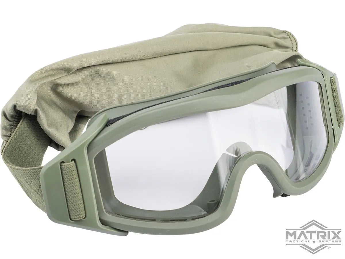 Matrix Tactical Systems "Onyx" ANSI Rated Airsoft Goggles (Color: OD Green / Clear)