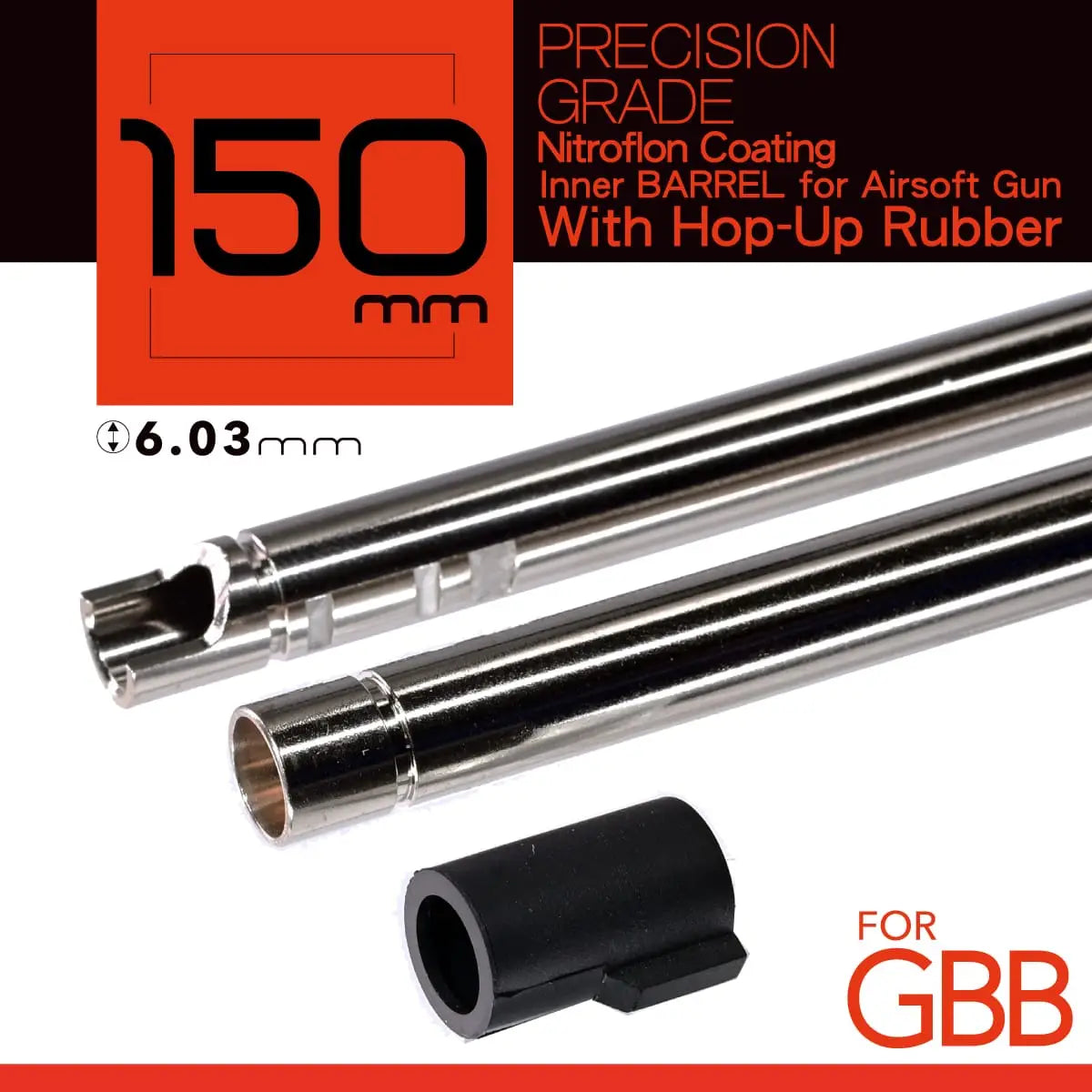 Unicorn Airsoft 6.03 NITROFLON Coated Brass Inner Barrel for Tokyo Marui GBB Airsoft Guns (Length: 150mm)