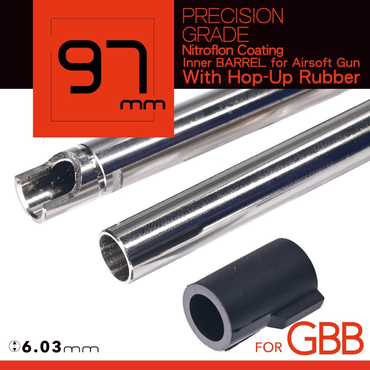 Unicorn Airsoft 6.03 NITROFLON Coated Brass Inner Barrel for Tokyo Marui GBB Airsoft Guns (Length: 97mm) image 0