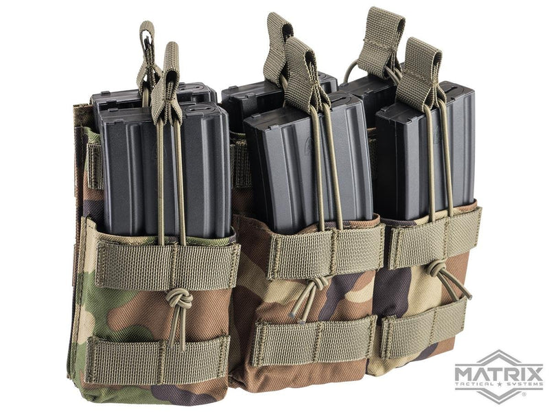 Matrix Double Stack Triple Open Top Magazine Pouch (Color: M81 Woodland) image 0