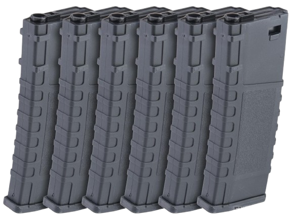 Lonex 200rd Mid-Cap Polymer Magazine for M4 M16 AEG Rifles (Color: Black / Pack of 6) image 0
