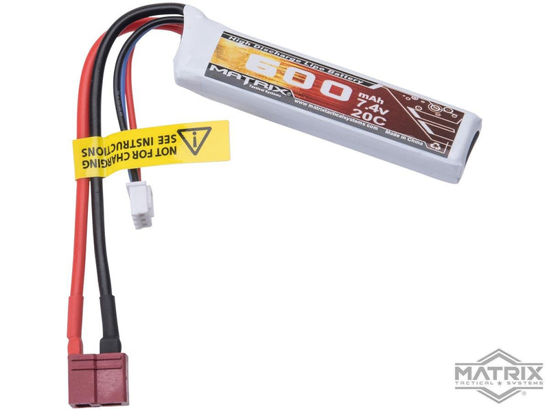 Matrix 7.4V 600mAh Mini LiPo Airsoft Battery (Model: Standard For Deans / T-Plug Connector) image 0