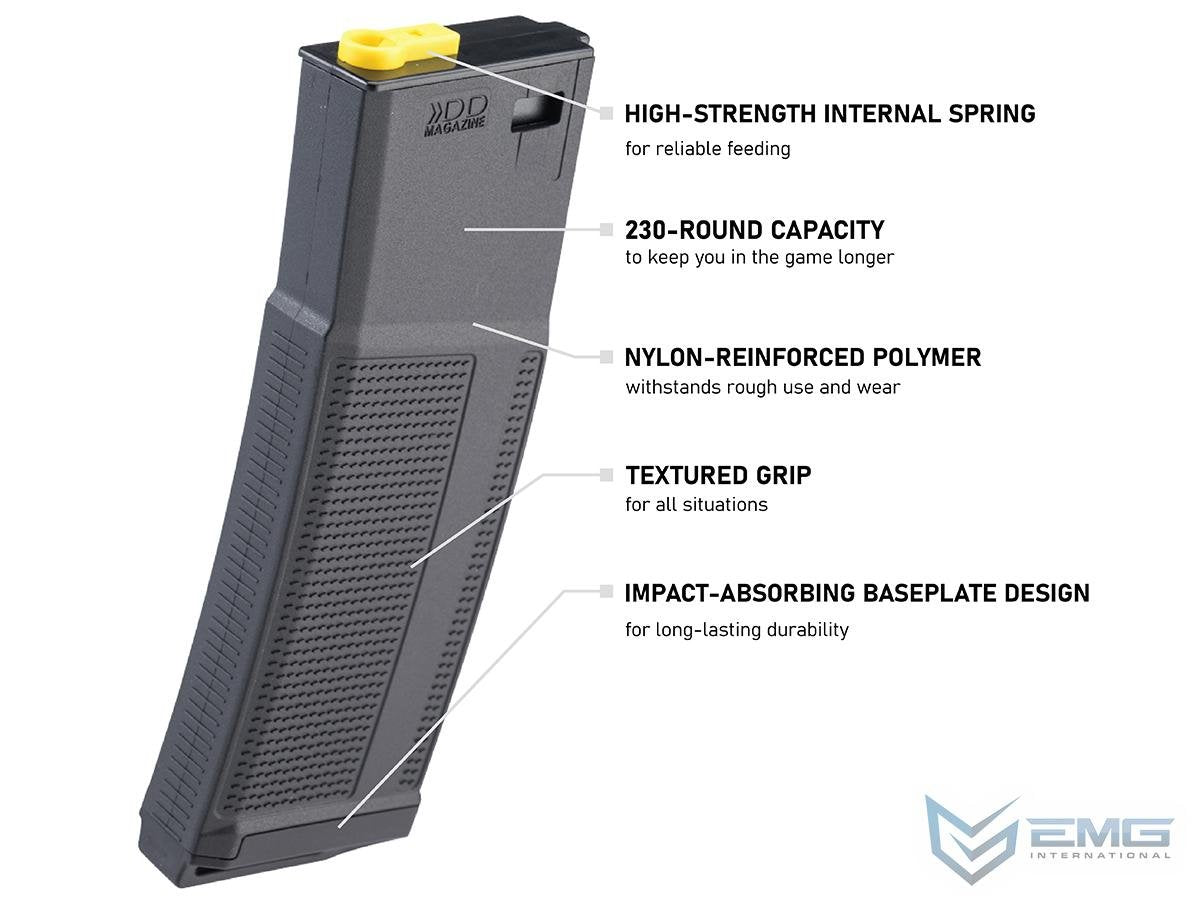 EMG Daniel Defense Licensed 230 Round Mid-Cap Polymer Magazine for M4/M16 Series Airsoft AEG Rifles (Model: 6 Pack) image 1