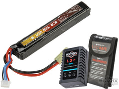 Matrix High Performance 11.1V Airsoft LiPo Battery Starter Pack w/ BMS Smart Charger
(Model: Stick Type / 1250mAh - 12C / Small Tamiya)